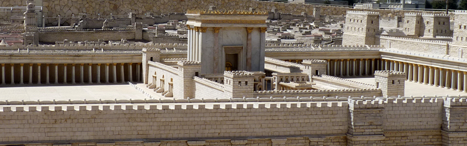 Blick auf ein Modell des Tempels in Jerusalem